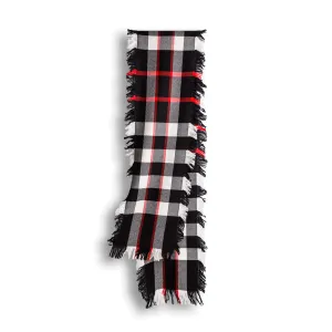 Ugg Fringed Check Wool Scarf Black and Check