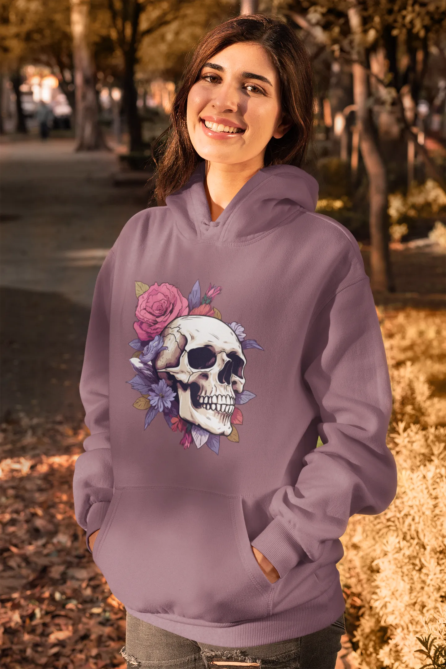 Unisex Bio-Hoodie mit Totenkopf Motiv "Boho Skull"