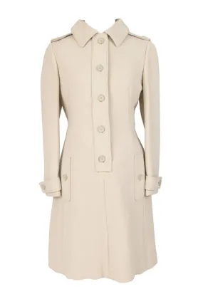 Vintage 1960s Geoffrey Beene designer beige wool coat dress