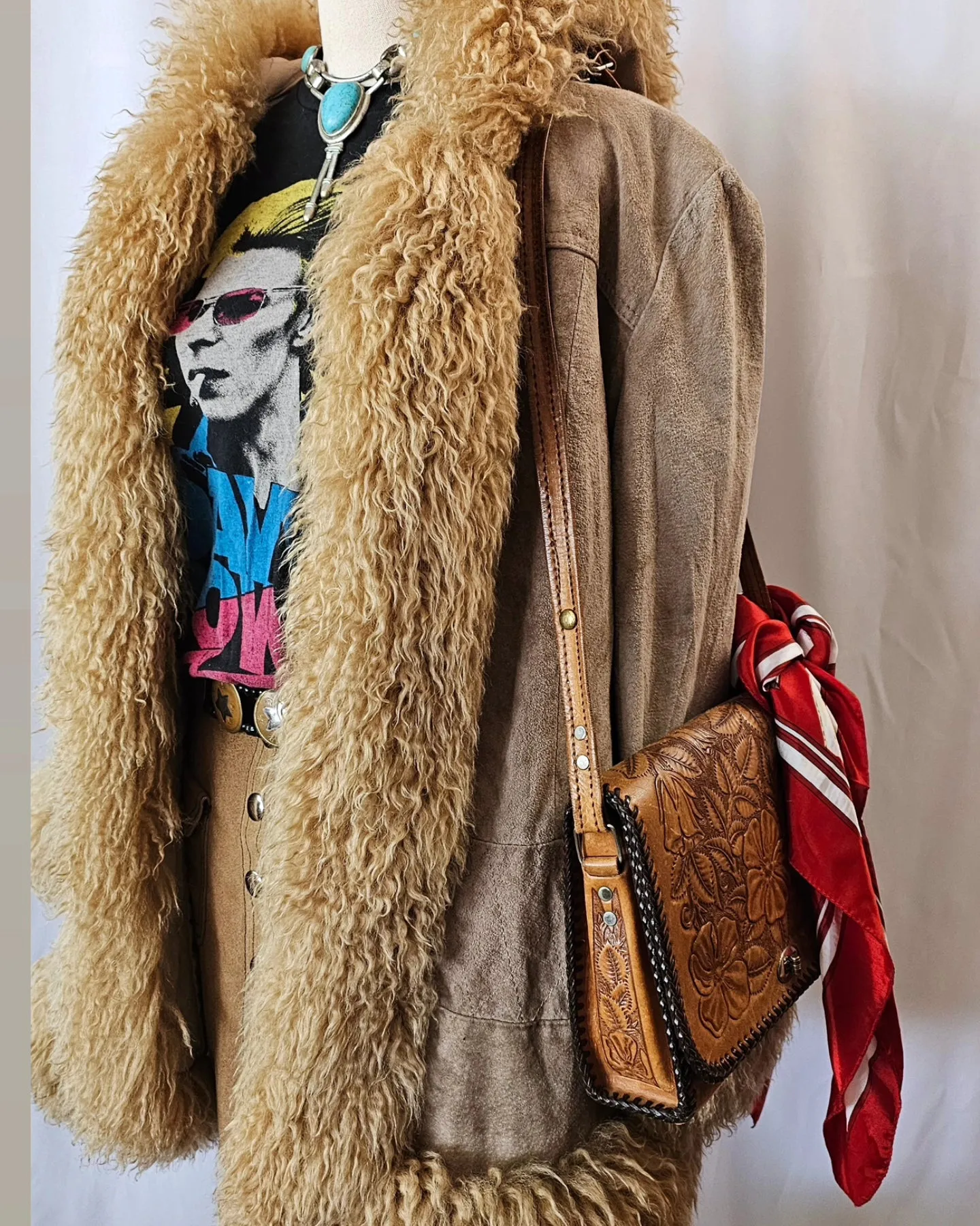 Vintage Penny Lane shearling coat with hood suede & sheepskin size 11