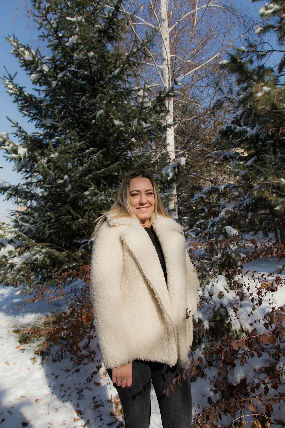 Vintage Women’s Sheepskin Coat , Genuine Shearling Coat, Warm and Light