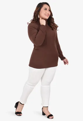 Wahida Cozy Turtleneck Top - Coco Brown