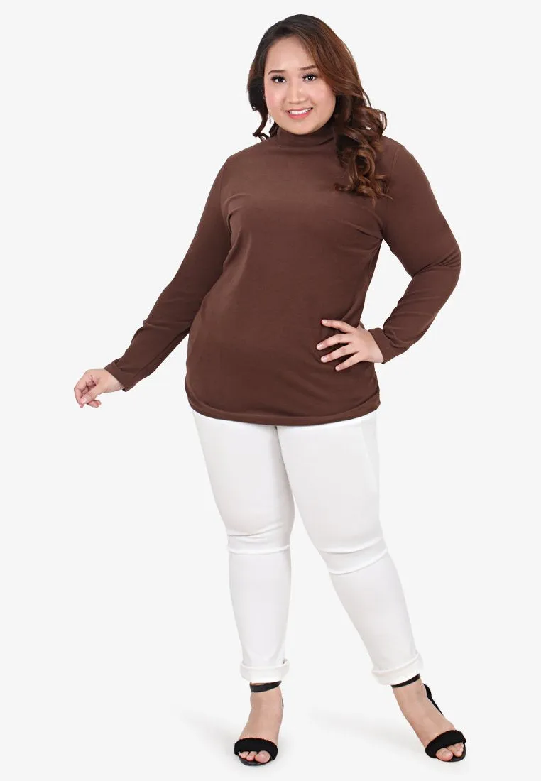 Wahida Cozy Turtleneck Top - Coco Brown