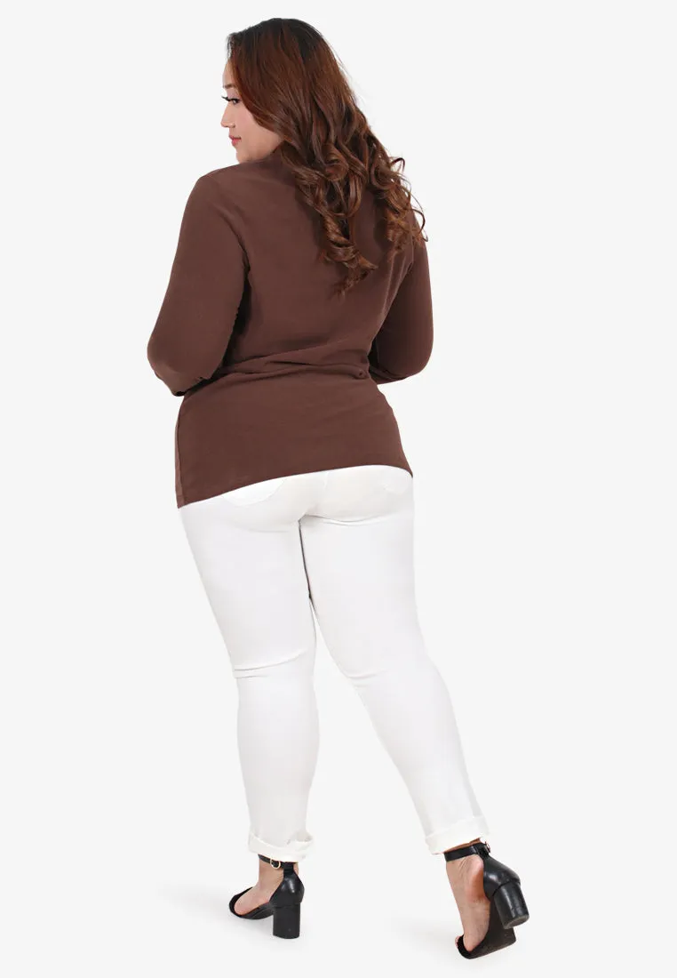 Wahida Cozy Turtleneck Top - Coco Brown