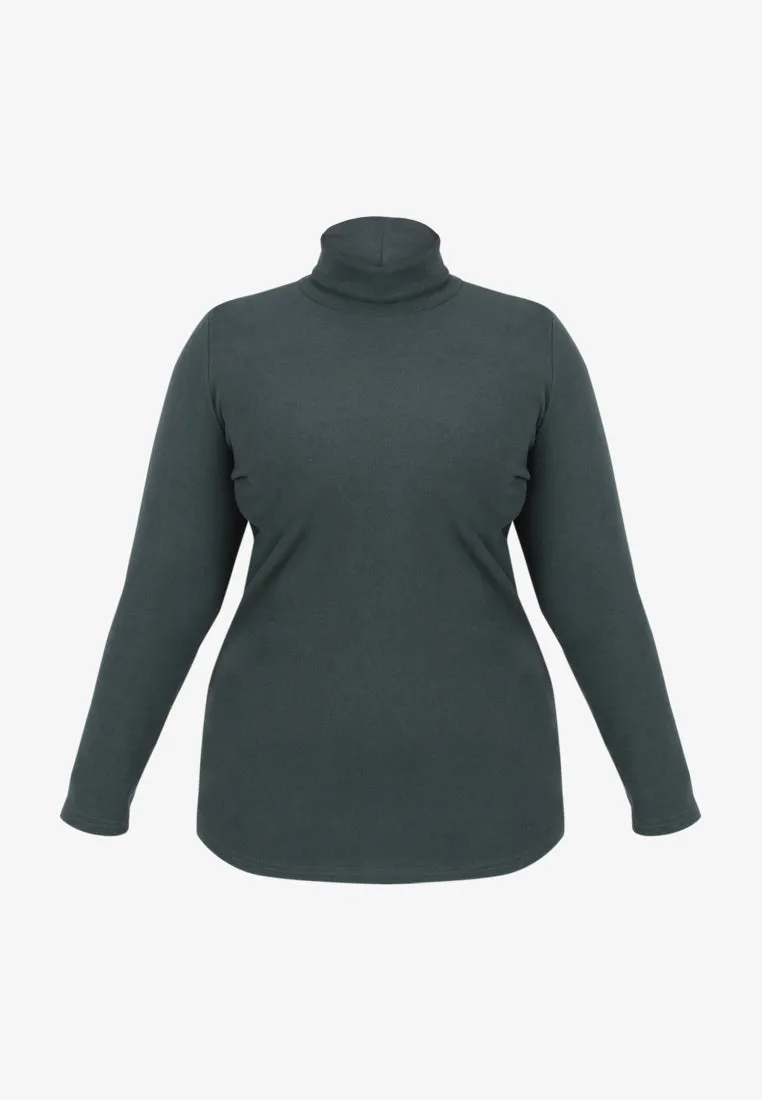 Wahida Cozy Turtleneck Top - Sage Green