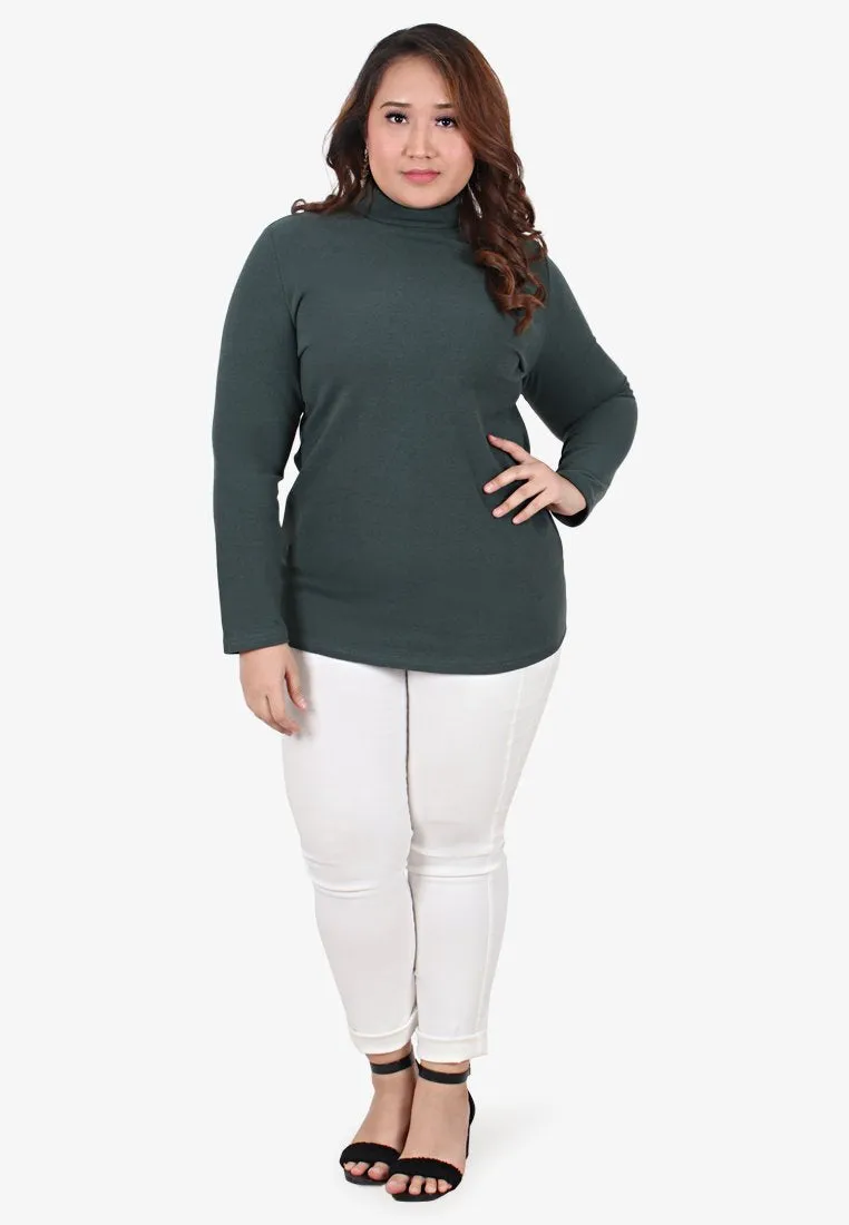 Wahida Cozy Turtleneck Top - Sage Green