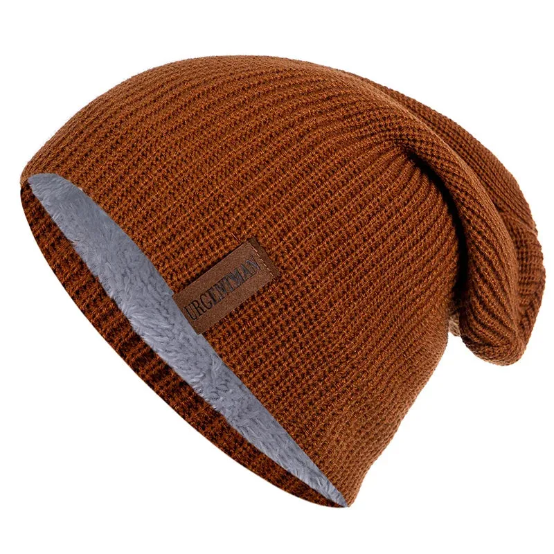 Warm Knitted Hat Fashion Solid Ski Bonnet Cap