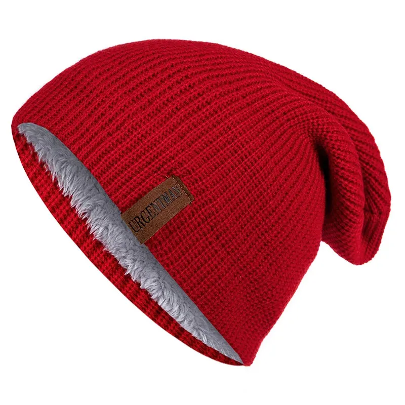 Warm Knitted Hat Fashion Solid Ski Bonnet Cap