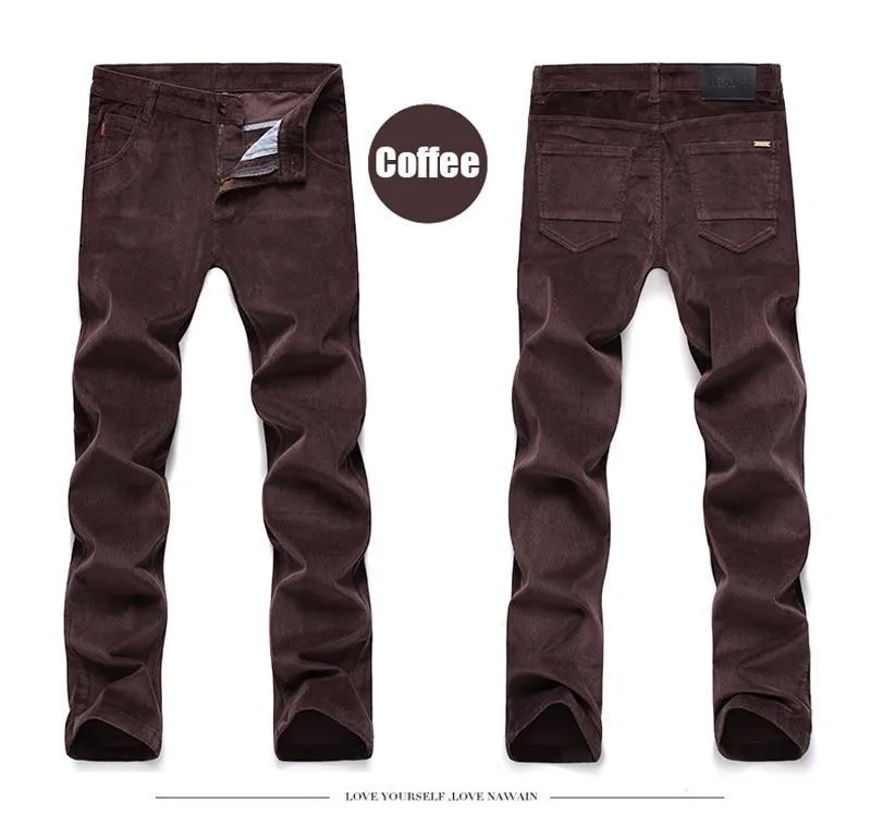 Winter Fashion Men Jeans Slim Fit Thick Warm Corduroy Pants Fleece Trousers  Casual Business Style Long Pants