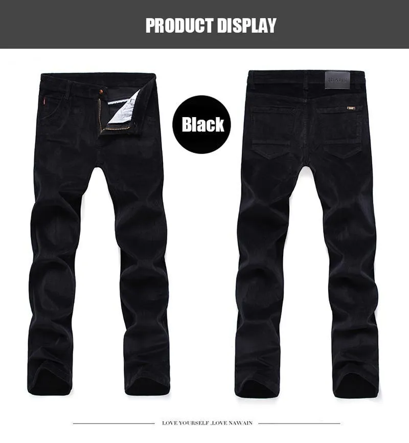 Winter Fashion Men Jeans Slim Fit Thick Warm Corduroy Pants Fleece Trousers  Casual Business Style Long Pants