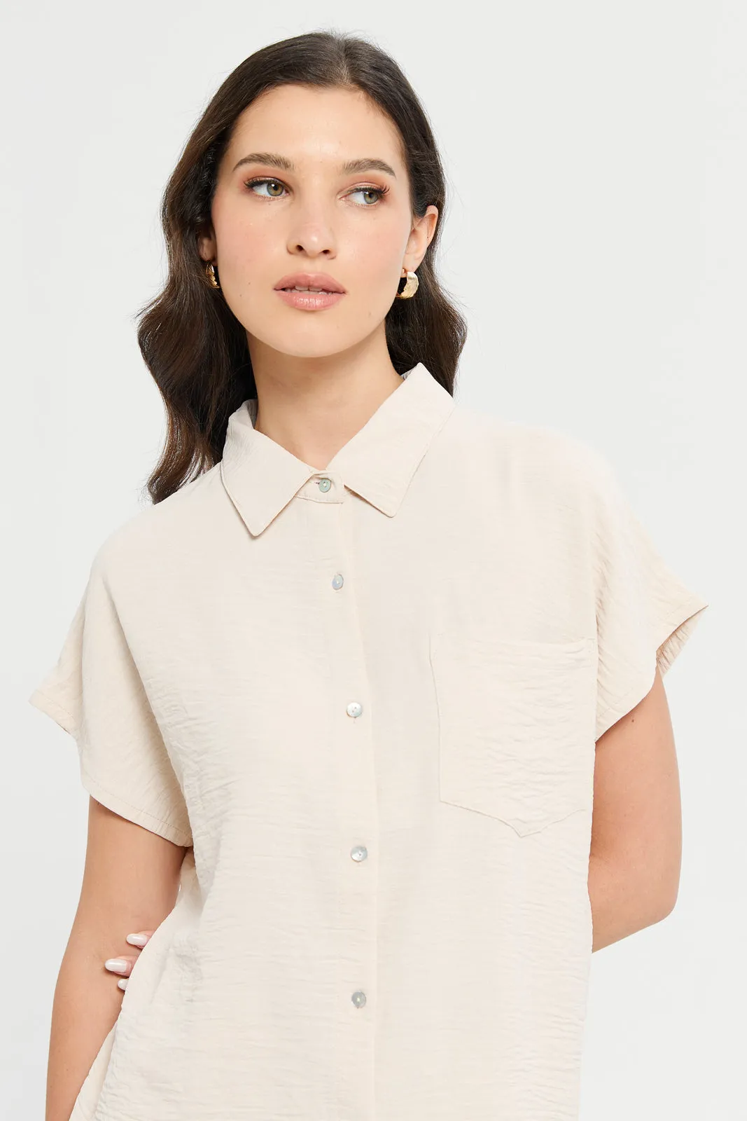 Women Cream Drop Shoulder Shirt