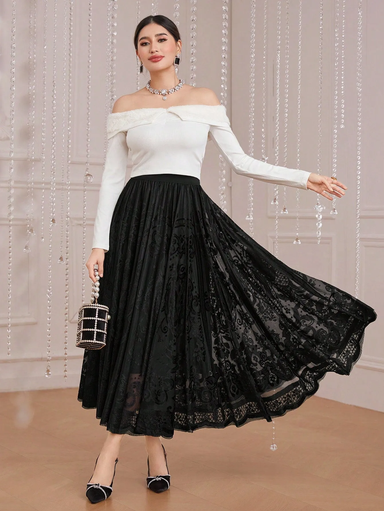 Women'S Patchwork Lace Skirt