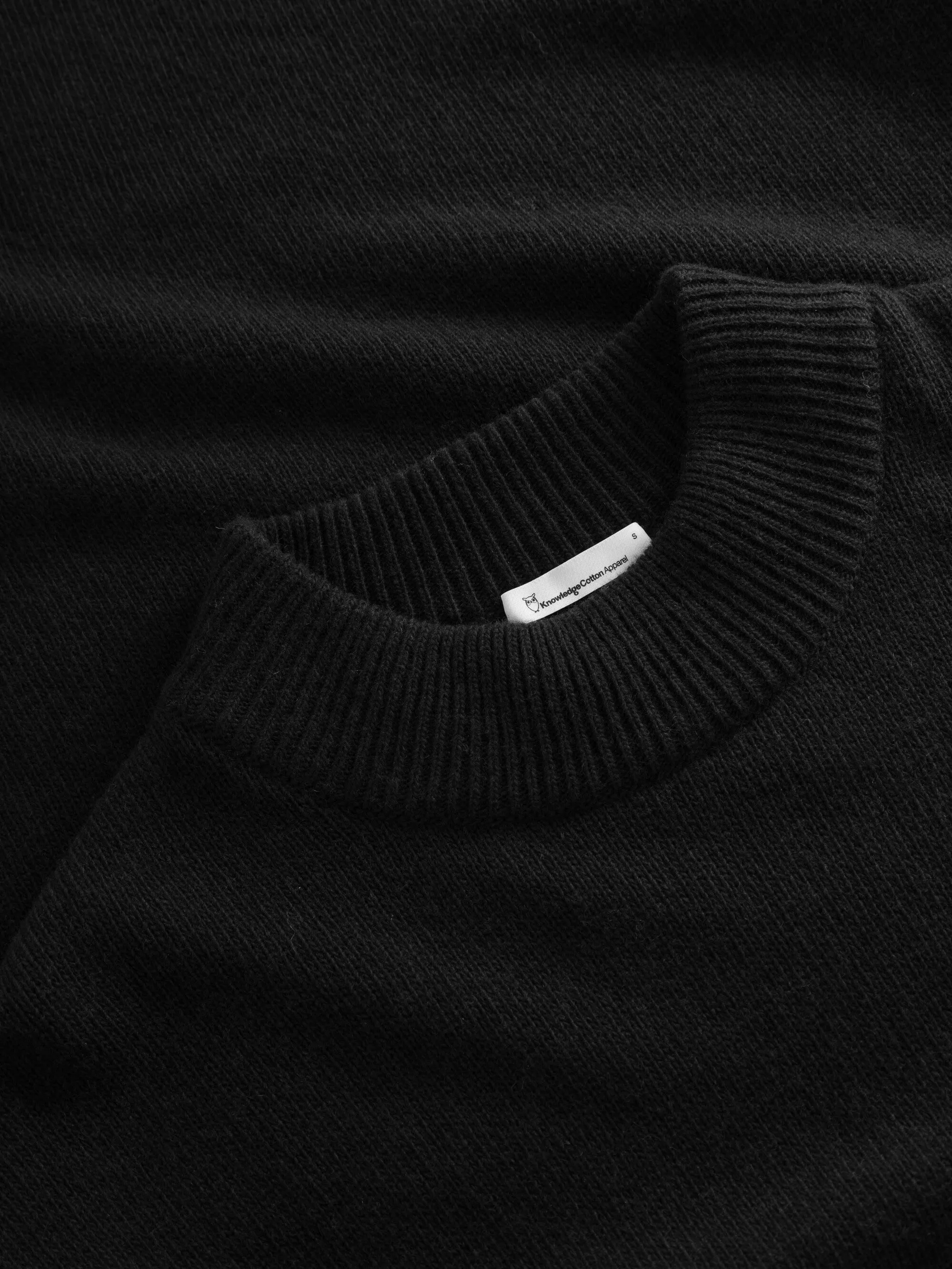 Wool crew neck mid length dress - Black Jet