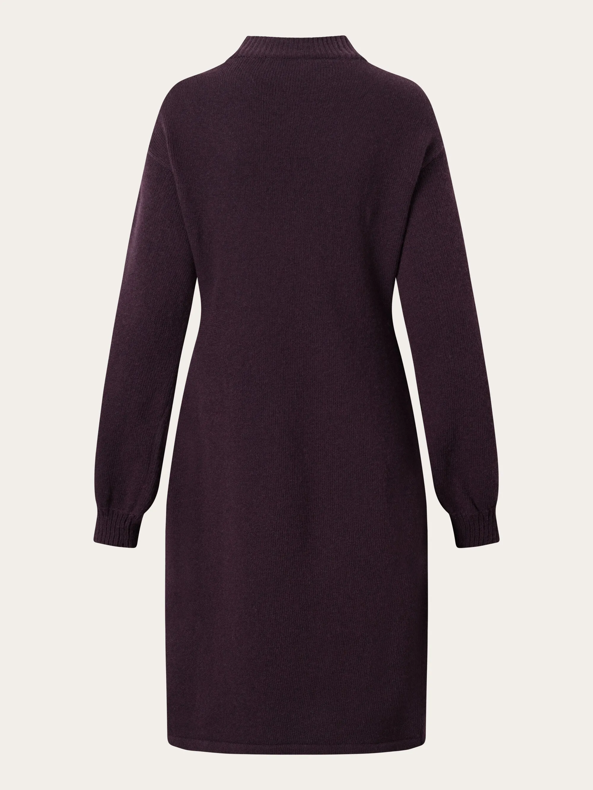 Wool crew neck mid length dress - Chocolate Plum