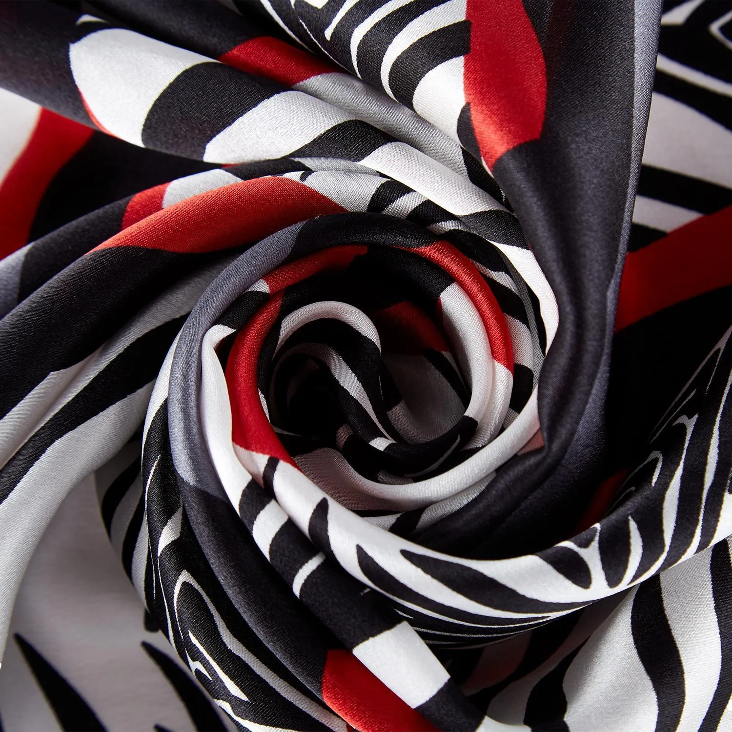 Zebra Print Black and Red Square Silk Scarf