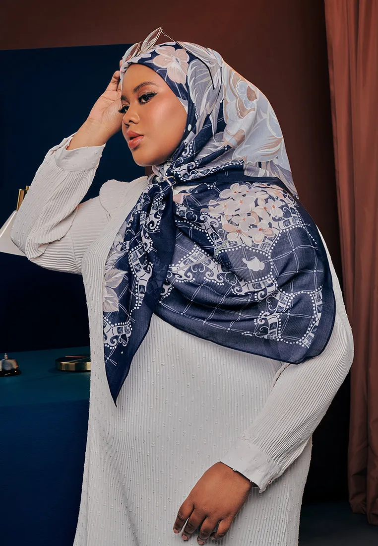 Zehra Bawal Floral Cotton Voile Square Scarf