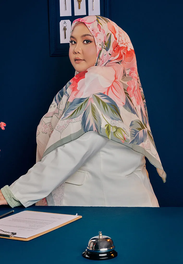 Zehra Bawal Floral Cotton Voile Square Scarf