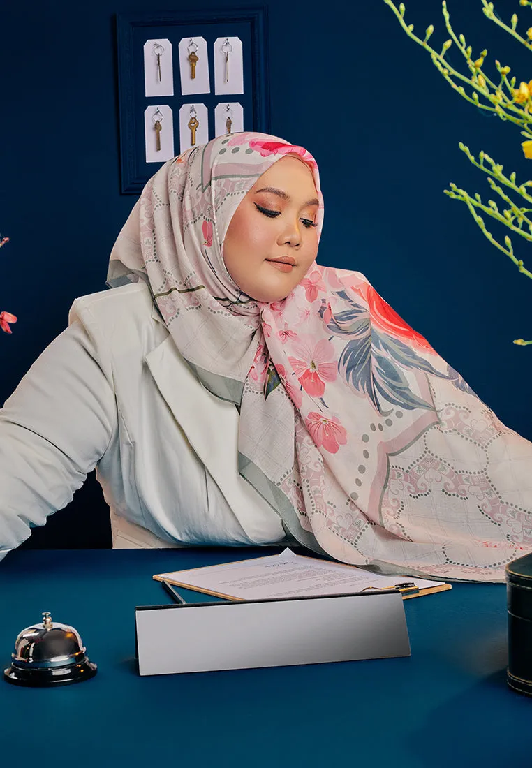 Zehra Bawal Floral Cotton Voile Square Scarf